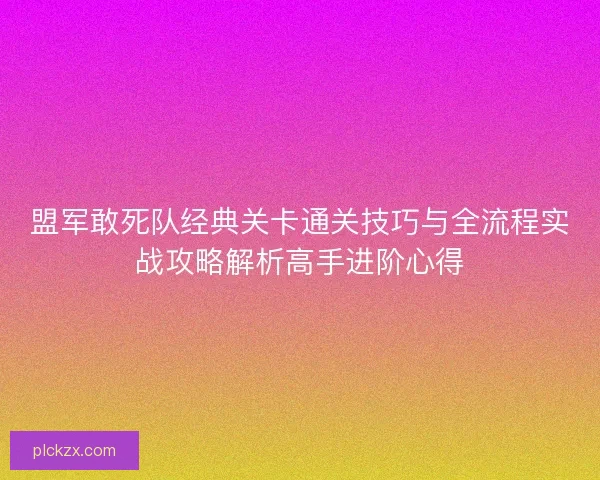 盟军敢死队经典关卡通关技巧与全流程实战攻略解析高手进阶心得