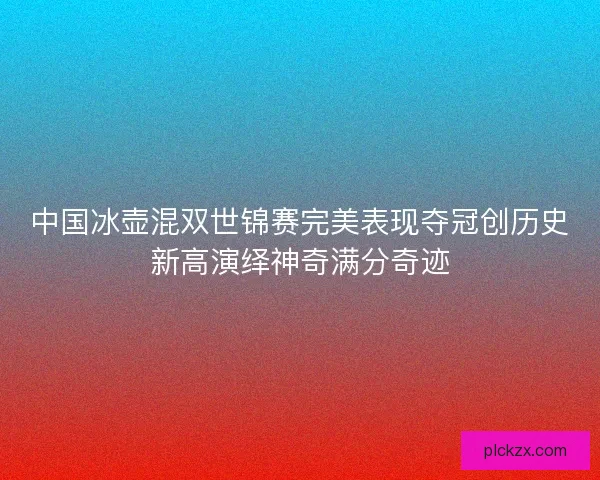 中国冰壶混双世锦赛完美表现夺冠创历史新高演绎神奇满分奇迹