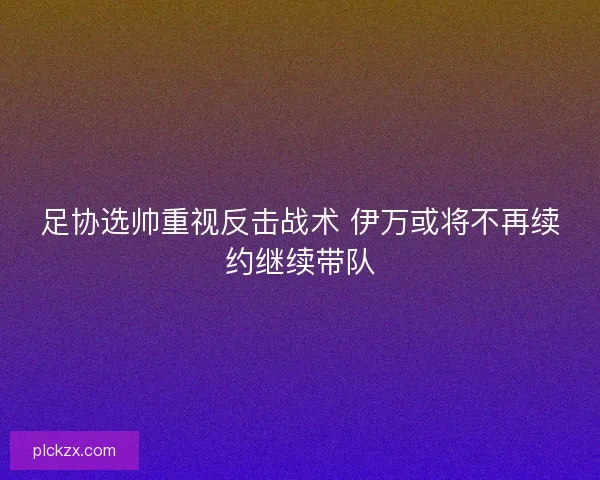 足协选帅重视反击战术 伊万或将不再续约继续带队